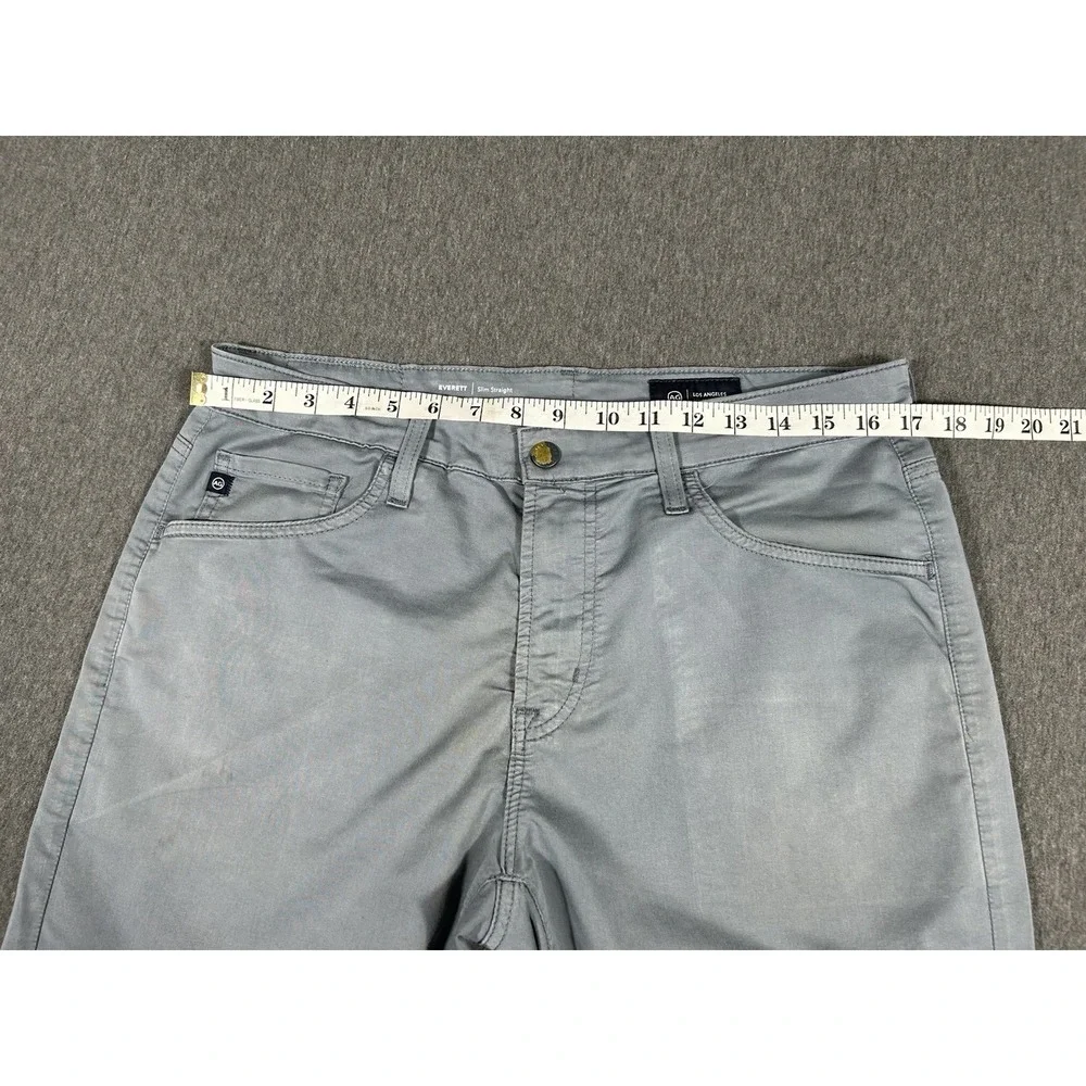 AG Adriano Goldschmied Everett Slim Straight Pants Mens 32x32 Gray Chino Italy